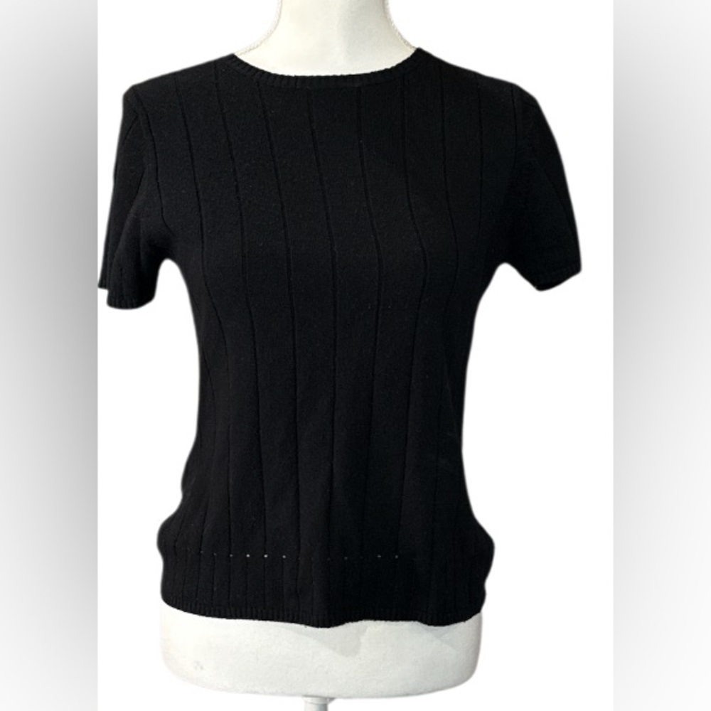 Cullen Black Short Sleeve Sweater 75% silk, 25% Cashmere